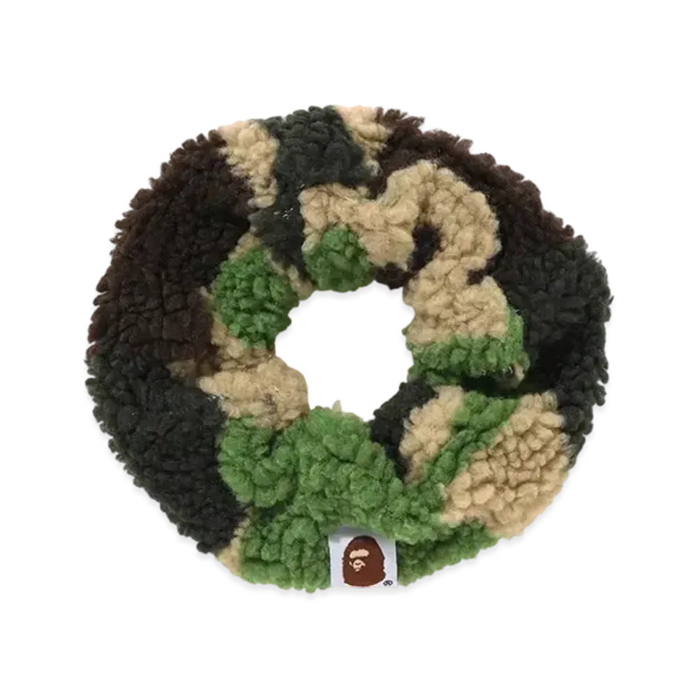 A BATHING APE Ladies ABC Camo Boa Scrunchie "Green"