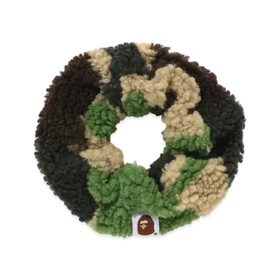 A BATHING APE Ladies ABC Camo Boa Scrunchie "Green"