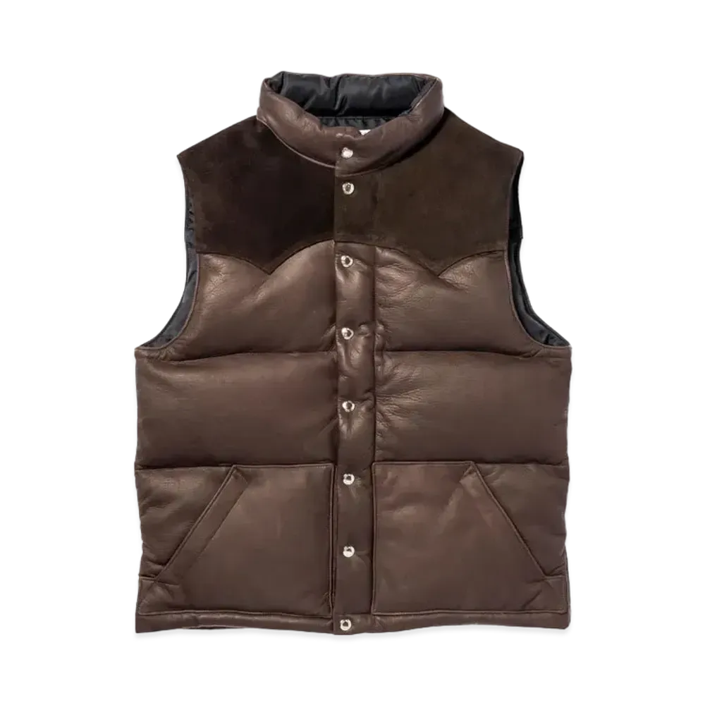 THE REAL McCOY'S Deerskin Down Vest "Brown"