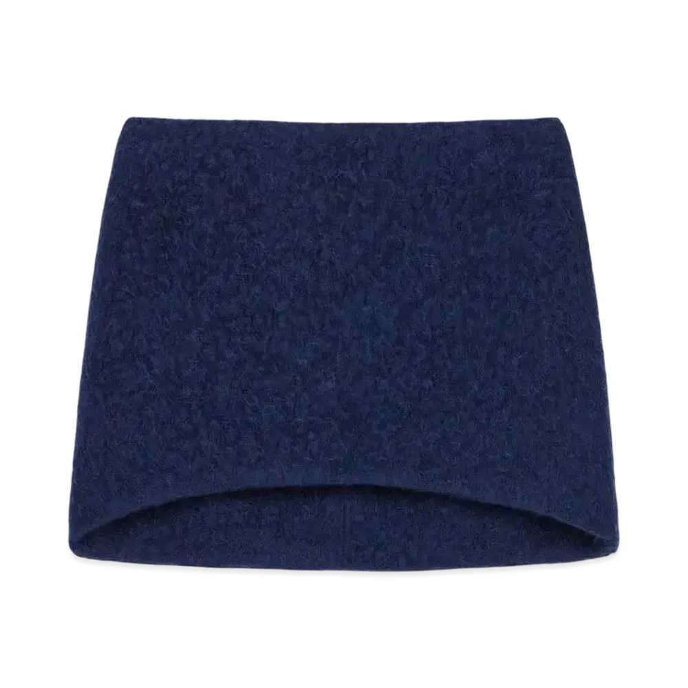 GIVENCHY Mini Skirt In Bouclette Alpaca Wool "Saphir Blue"
