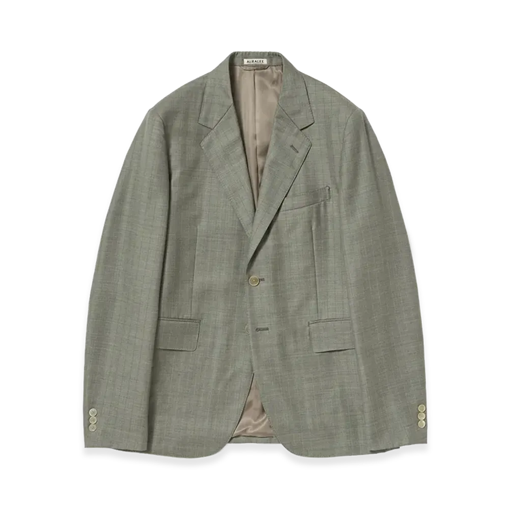 AURALEE Bluefaced Wool Jacket "Khaki Gray Stripe"