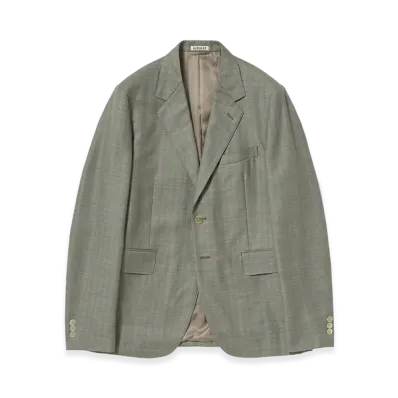 AURALEE Bluefaced Wool Jacket "Khaki Gray Stripe"
