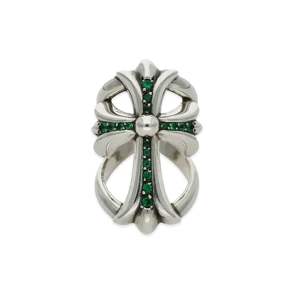 Chrome Hearts Infinity CH Cross Pave Emerald Ring "Silver"