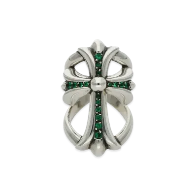 Chrome Hearts Infinity CH Cross Pave Emerald Ring "Silver"