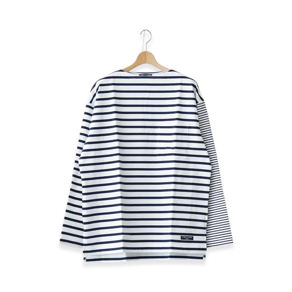 COMME des GARCONS HOMME Cotton Jersey Striped Long Sleeve T-shirt "White/Navy"