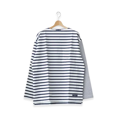 COMME des GARCONS HOMME Cotton Jersey Striped Long Sleeve T-shirt "White/Navy"