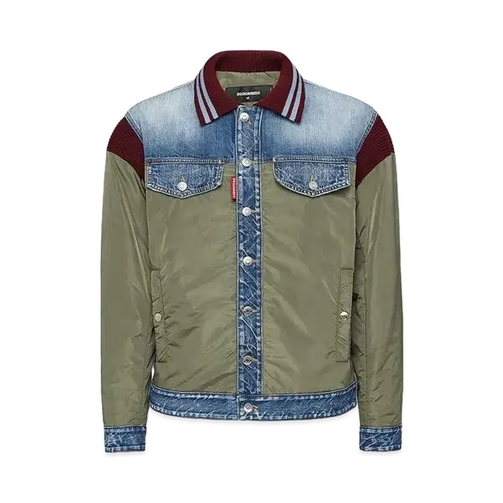 Dsquared2 Varsity Denim Jacket "Olive Green"