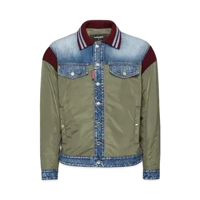 Dsquared2 Varsity Denim Jacket "Olive Green"