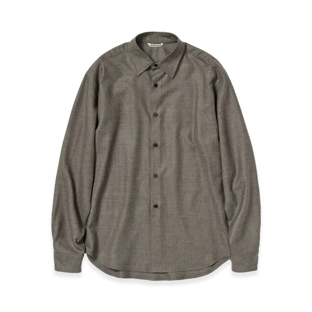 AURALEE Women's Super Light Wool Shirt "Top Brown"