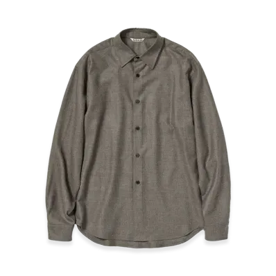 AURALEE Women's Super Light Wool Shirt "Top Brown"
