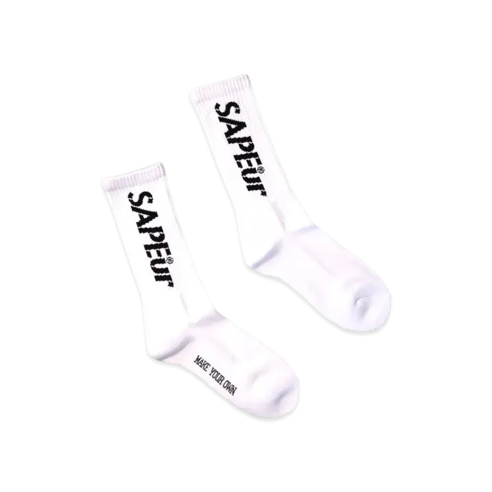 SAPEur Crew Socks Stencil Logo "White"