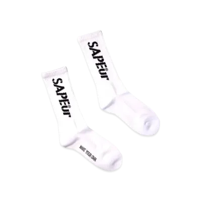 SAPEur Crew Socks Stencil Logo "White"