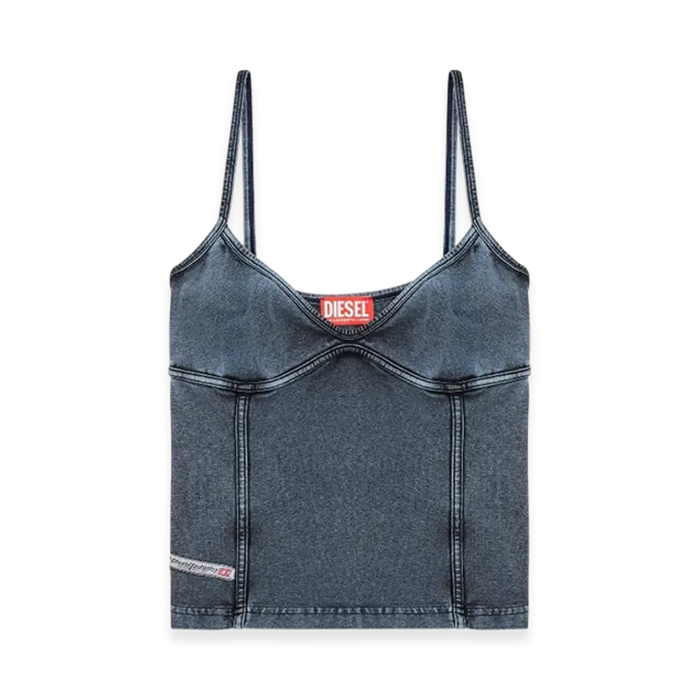 Diesel T-Ony Strappy Top In Denim-Look Jersey "Dark Blue"