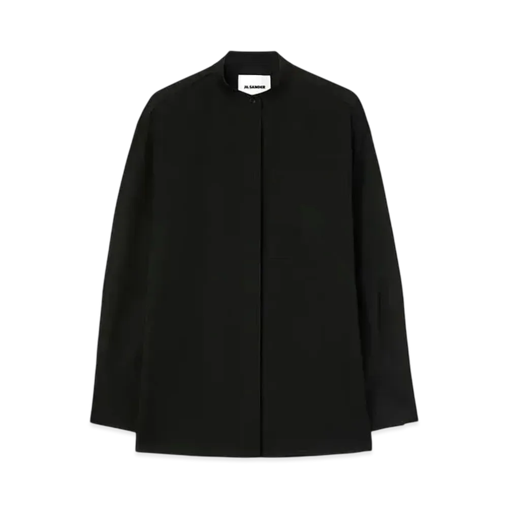 Jil Sander Women's Lightweight Wool Gabardine Shirt "Black"