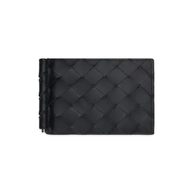 Bottega Veneta Money Clip Wallet "Black Grass"