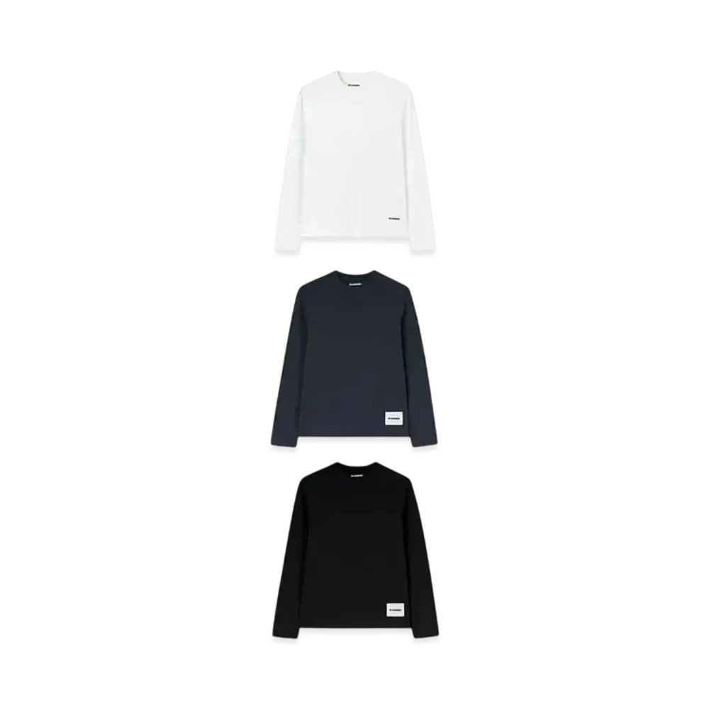 Jil Sander Women's 3-Pack Long-Sleeved T-Shirt Set "Black/White/Blue"