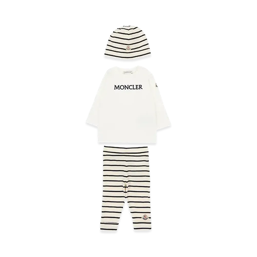 MONCLER Kids 3-Piece Striped Cotton Set "White"