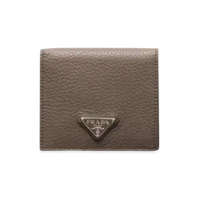 PRADA Leather Wallet "Gray Brown"