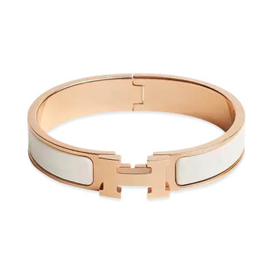 Hermes Clic H Bracelet "Blanc/Rose Gold"