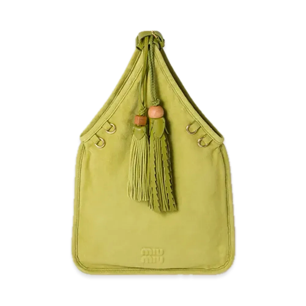 MIU MIU Suede Handbag with Tassels "Olive"