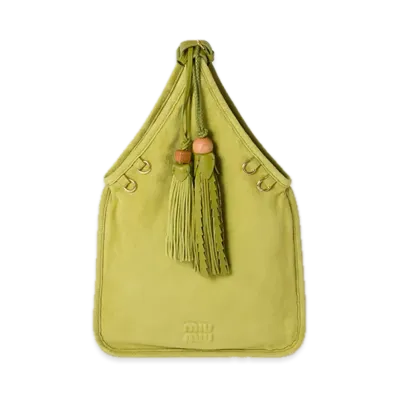 MIU MIU Suede Handbag with Tassels "Olive"