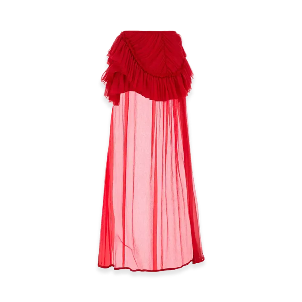 DRIES VAN NOTEN Women's Silk Shelby Skirt "Red"