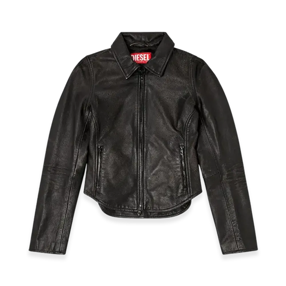 Diesel L-Egrad Distressed Leather Jacket "Black"
