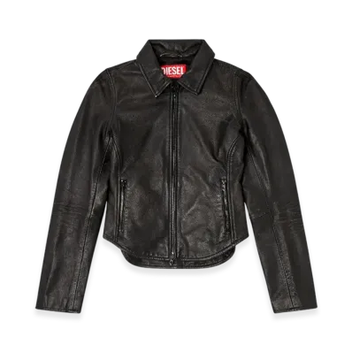 Diesel L-Egrad Distressed Leather Jacket "Black"