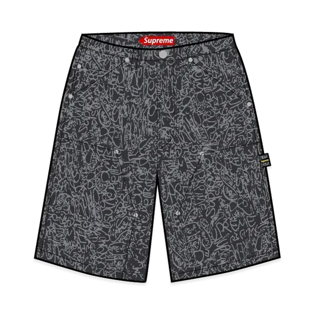 Supreme Handwriting Double Knee Denim Short "Black"