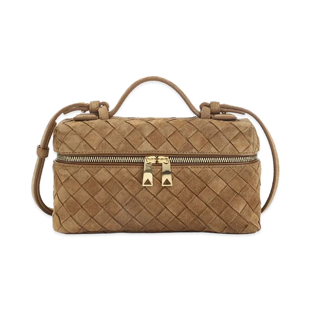 Bottega Veneta Women's Bang Bang Suede Vanity Case Bag "Camel"