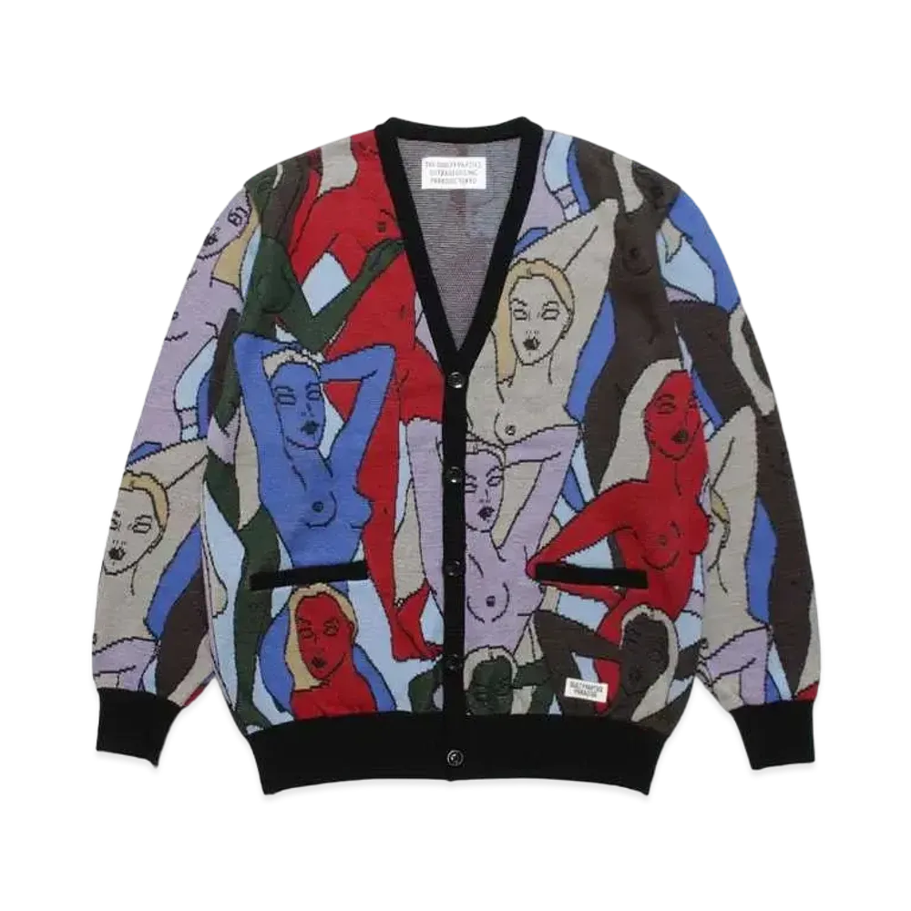 WACKO MARIA KNIT JAQUARD CARDIGAN "Blue"