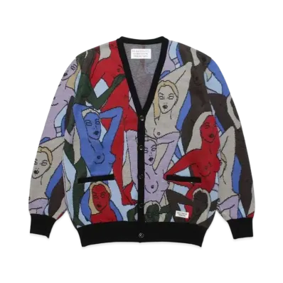 WACKO MARIA KNIT JAQUARD CARDIGAN "Blue"