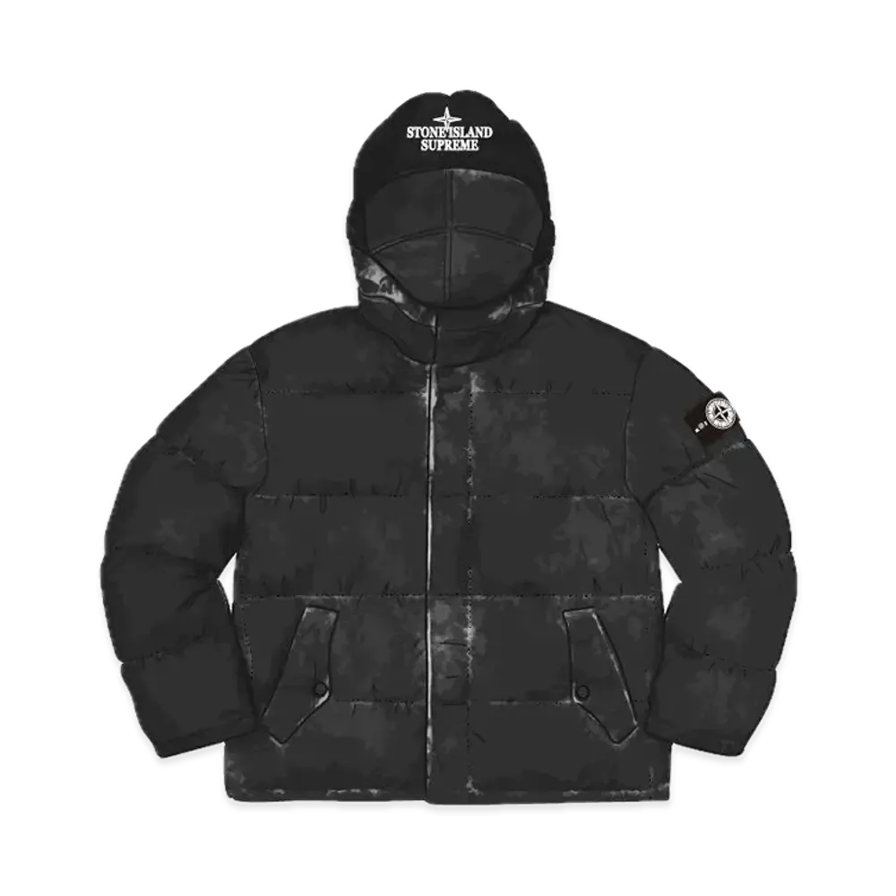 Supreme x Stone Island Painted Camo Crinkle Down Jacket "Black"