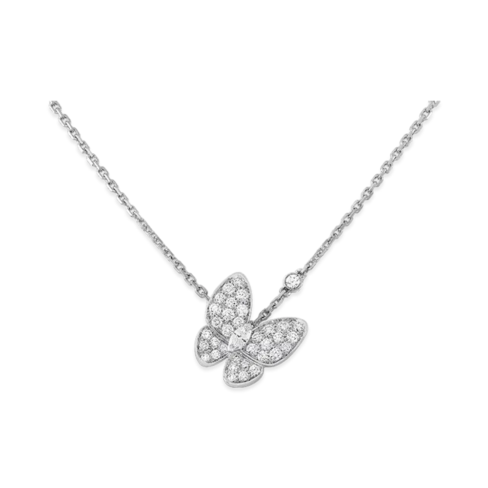 Van Cleef & Arpels Deux Papillons pendant "18K White Gold/Diamond"