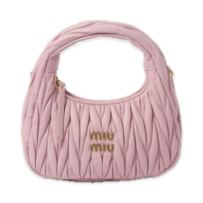 MIU MIU Wander Matelasse Leather Hobo Bag "Pink"