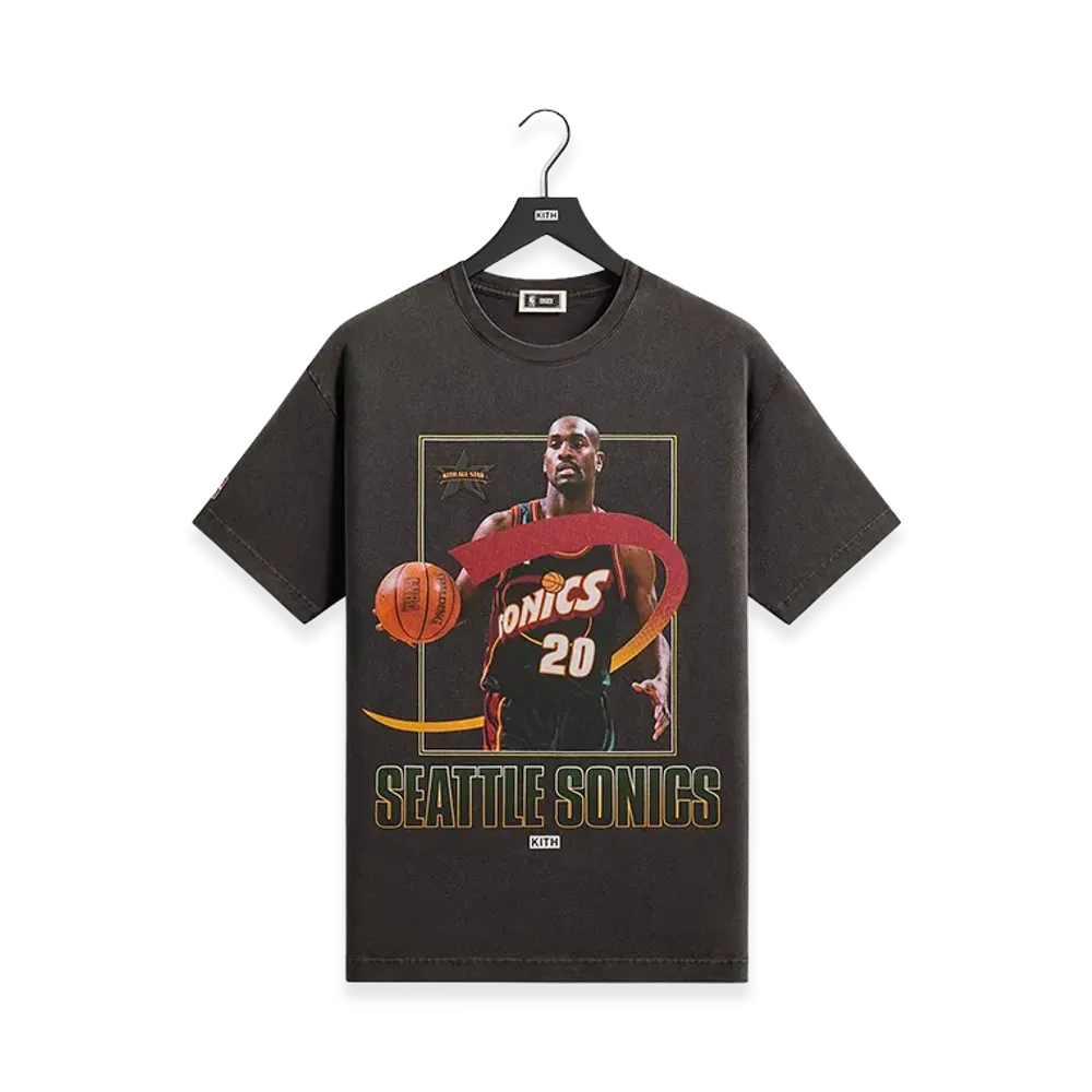 Kith x NBA All-Star Seattle SuperSonics Gary Payton Vintage Tee "Black"