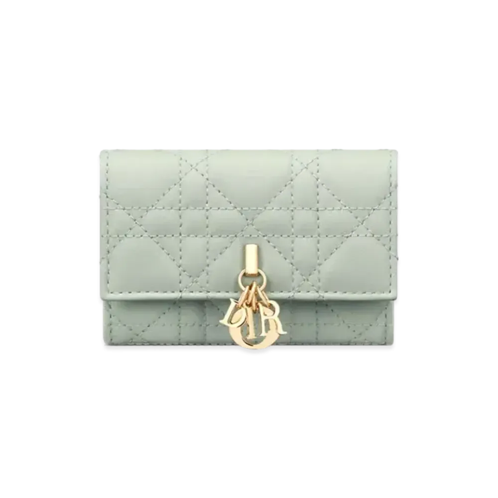 Dior My Dior Glycine Wallet Cannage Lambskin "Pistachio Green"