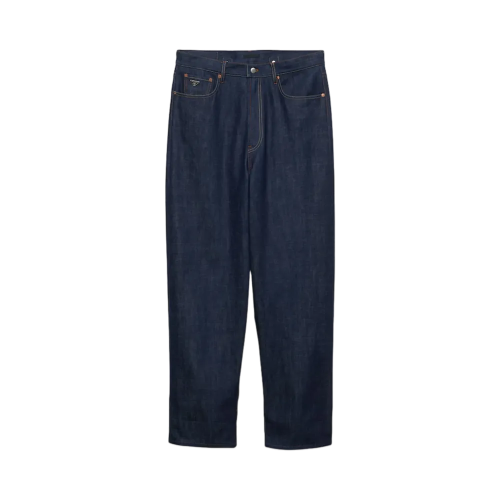PRADA Men's Wide, Selvedge Denim Jeans "Navy"