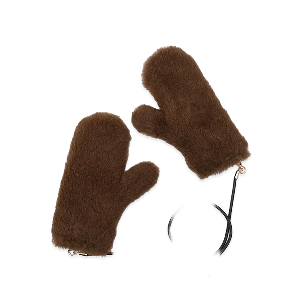 Max Mara Women's Ombrato4 Teddy Bear Mittens "Brown"