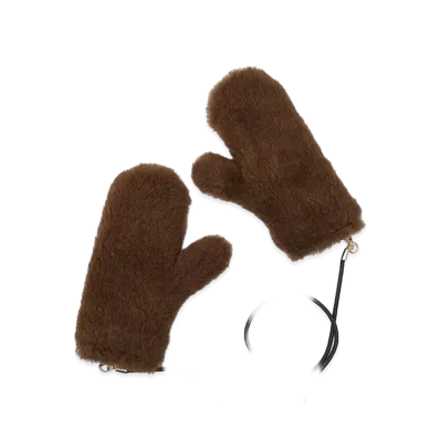 Max Mara Women's Ombrato4 Teddy Bear Mittens "Brown"
