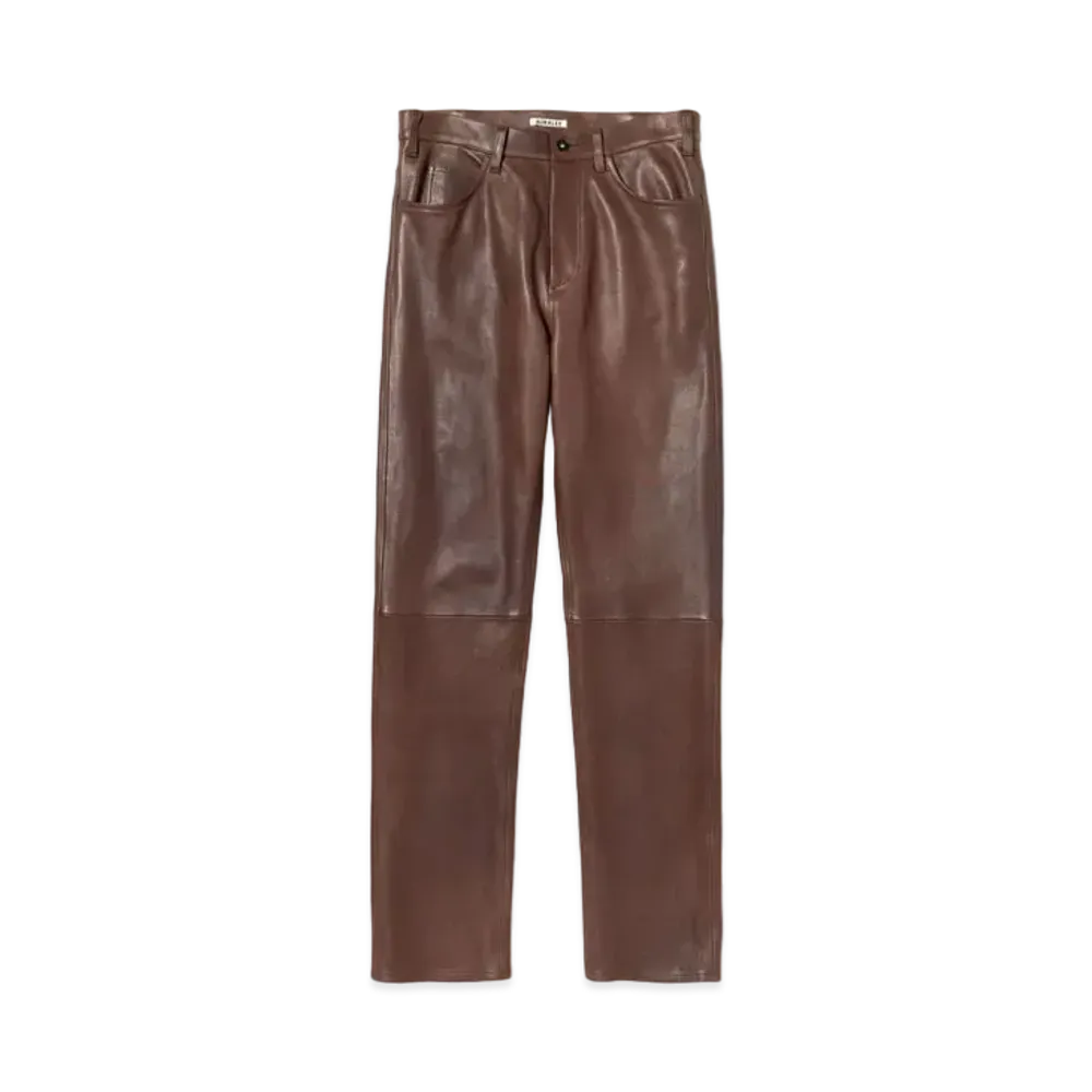AURALEE HEAVY LAMB LEATHER PANTS "Brown"