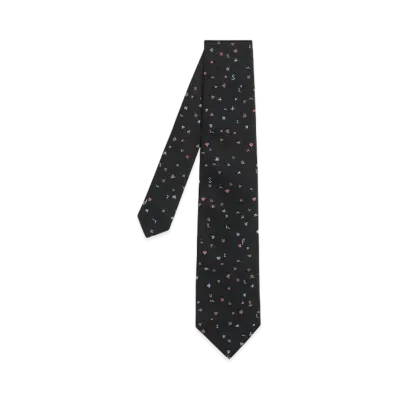 Paul Smith Logo / Leaves Tie "Black"
