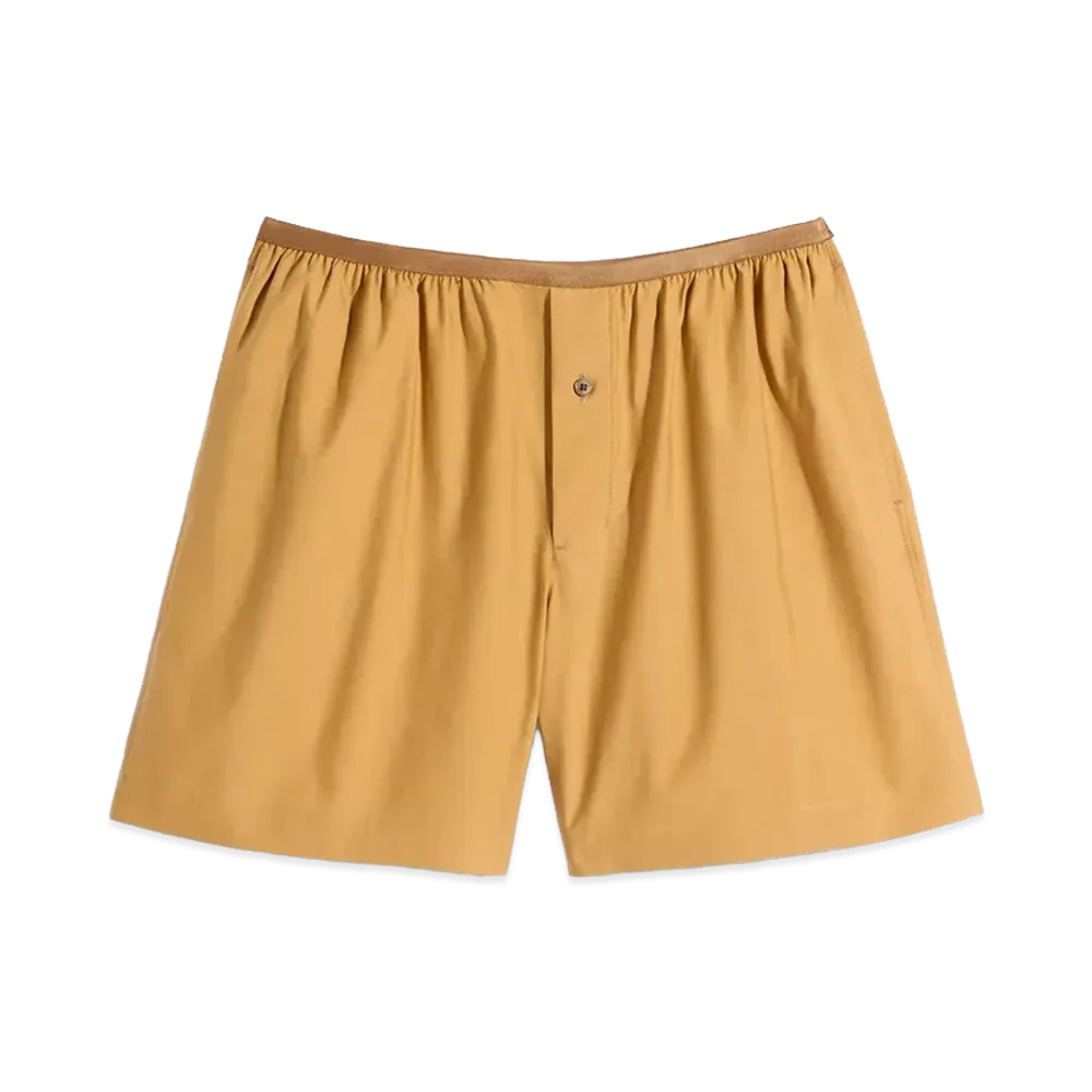LEMAIRE Women's Washed Cotton Silk Boxer Shorts "Cumin"