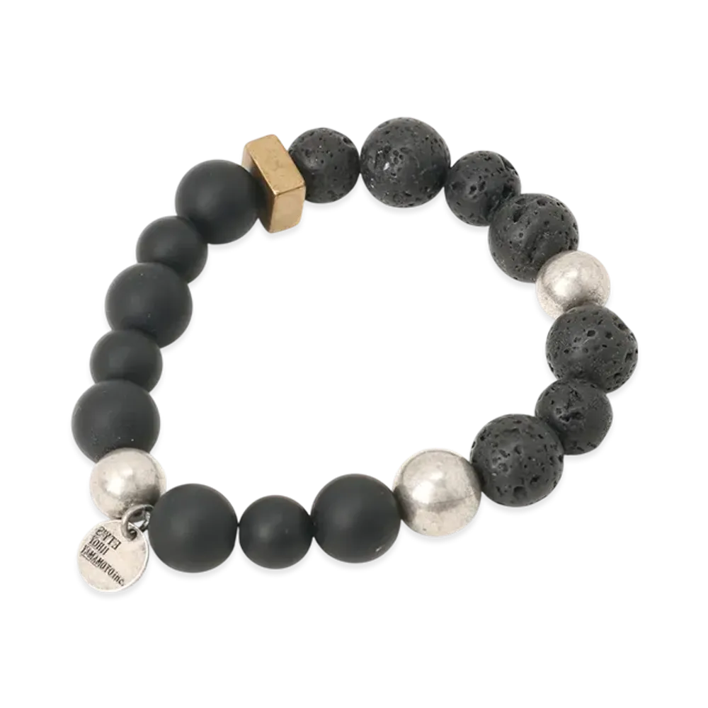 S'YTE Onyx Bead Lava Stone Bracelet "Black"