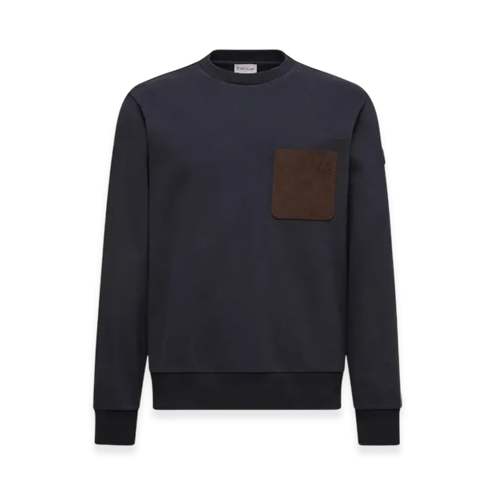 MONCLER Cotton & Cashmere Sweatshirt with Pocket "Navy Blue"