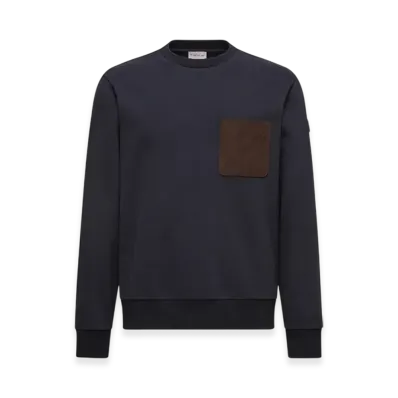MONCLER Cotton & Cashmere Sweatshirt with Pocket "Navy Blue"