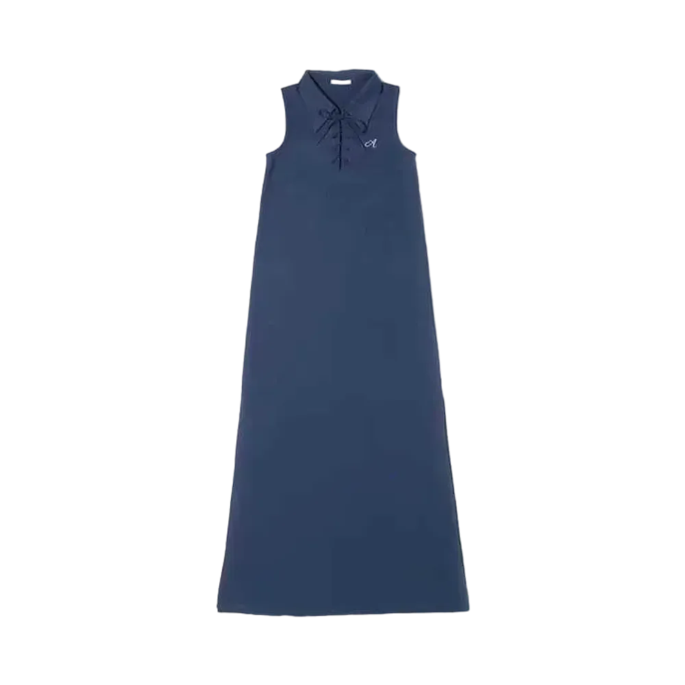 atmos pink Lace-Up Polo Dress "Navy"