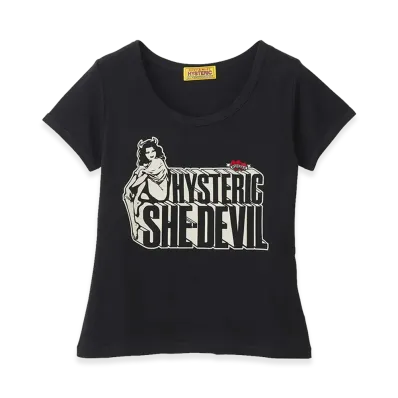 HYSTERIC GLAMOUR Women's She Devil Heart Embroidered Mini Tee "Black"