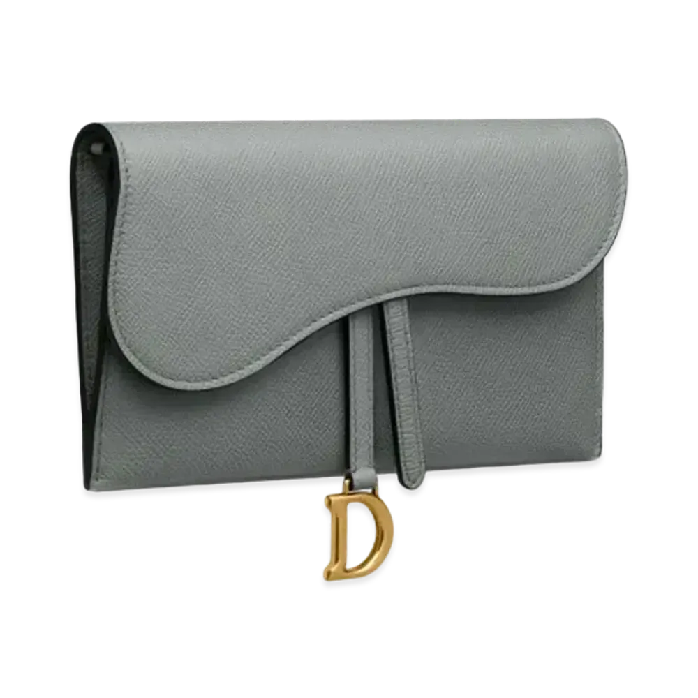 Dior Saddle Wallet Grained Calfskin "Gray"