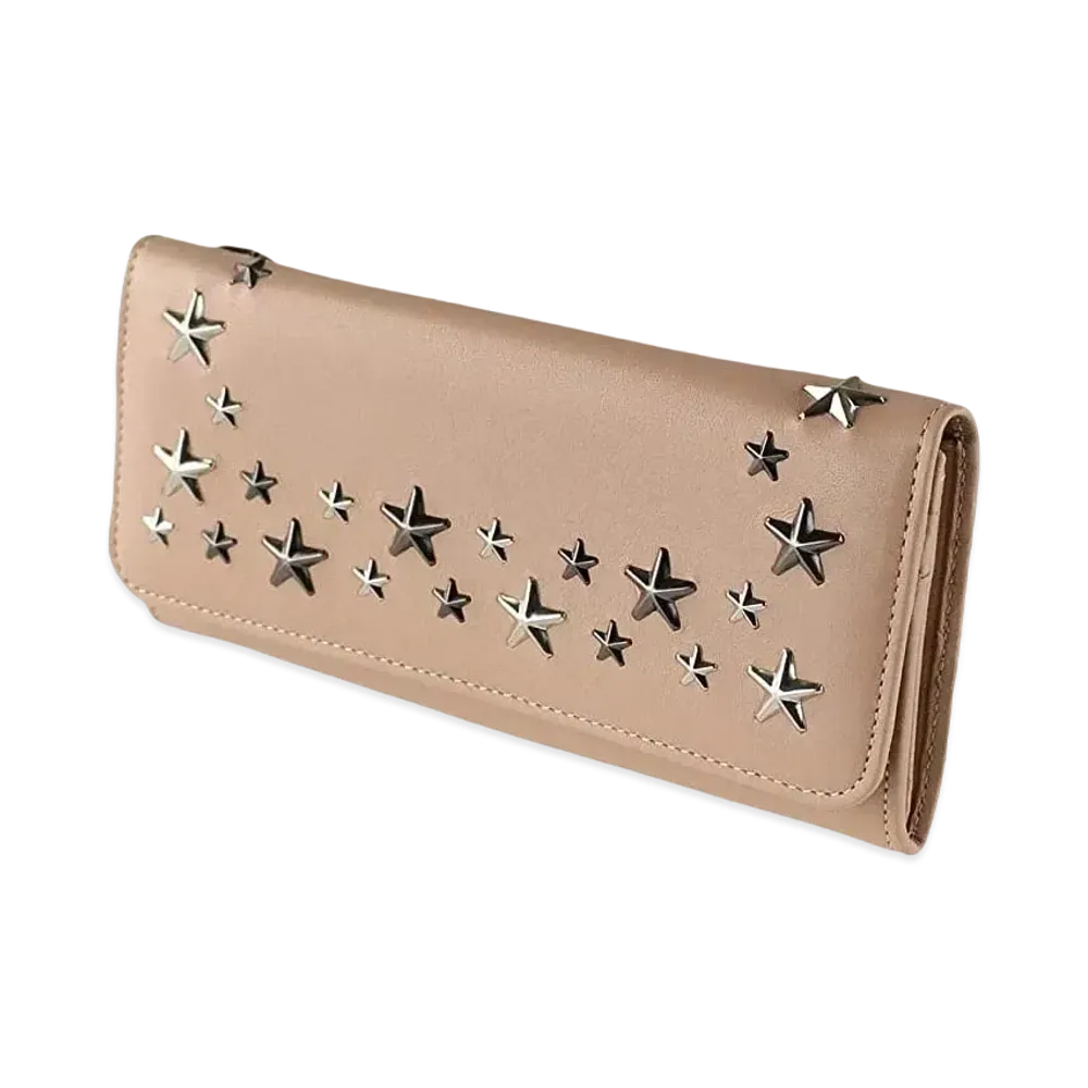 Jimmy Choo Nino Leather Multimetal Startrim Wallet "Beige"
